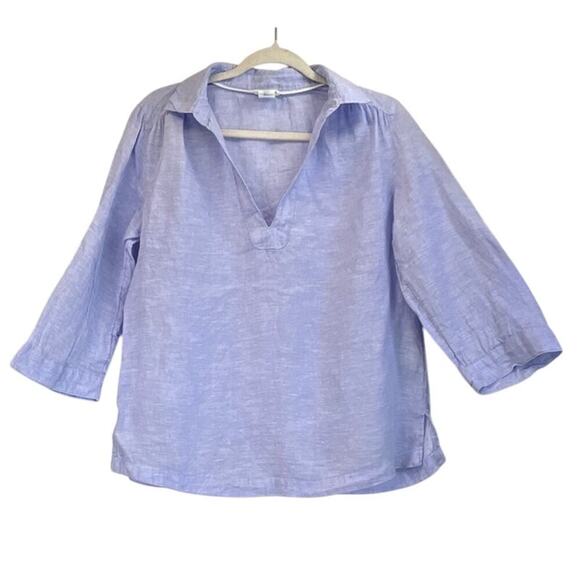 Sigrid Olsen Womens S Lavender 100% Linen V Neck 3/4 Sleeves Coastal Cool - Picture 1 of 6